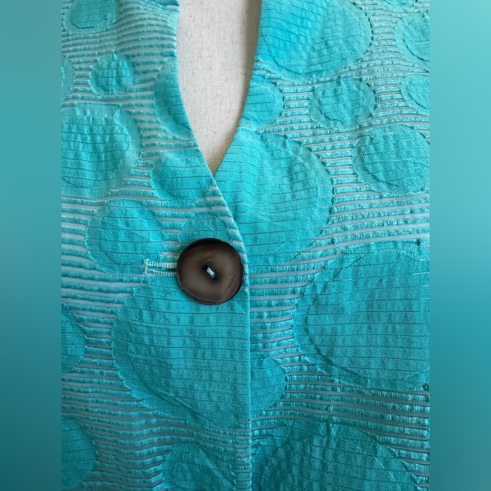 Turquoise Polka Dot Button-Up Jacket - Picture 3 of 7